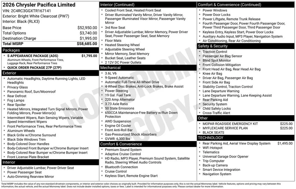 New 2026 Bright White Clear-Coat Exterior Paint Chrysler Limited image 6
