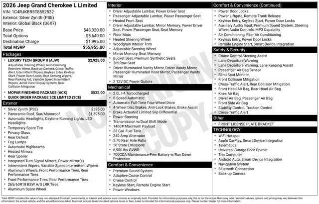 New 2026 Silver Zynith Exterior Paint Jeep Limited image 37