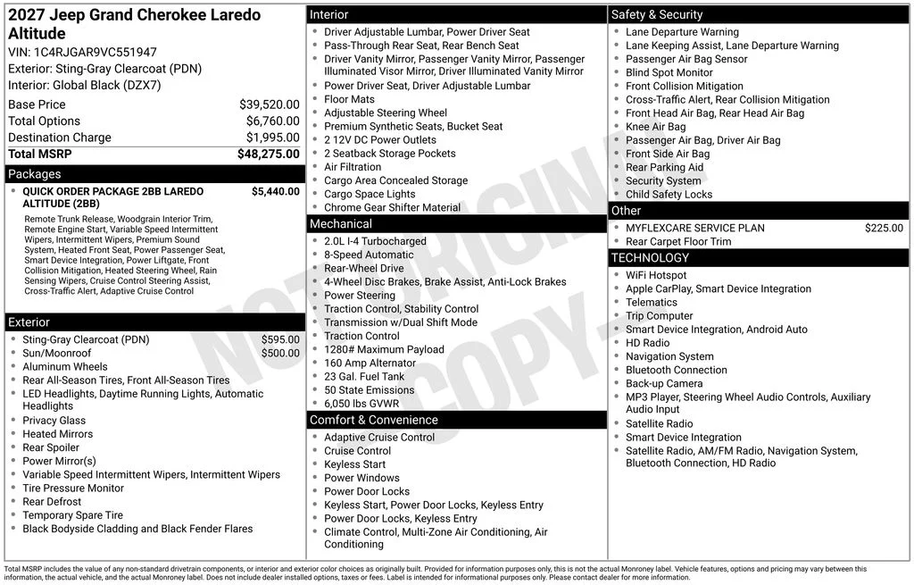 New 2027 Sting-Gray Clear Coat Jeep Laredo Altitude image 2