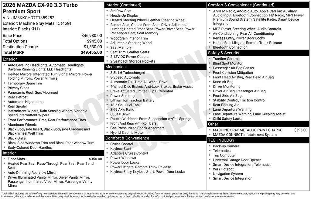 New 2026 Machine Gray Metallic Mazda 3.3 Turbo Premium image 6