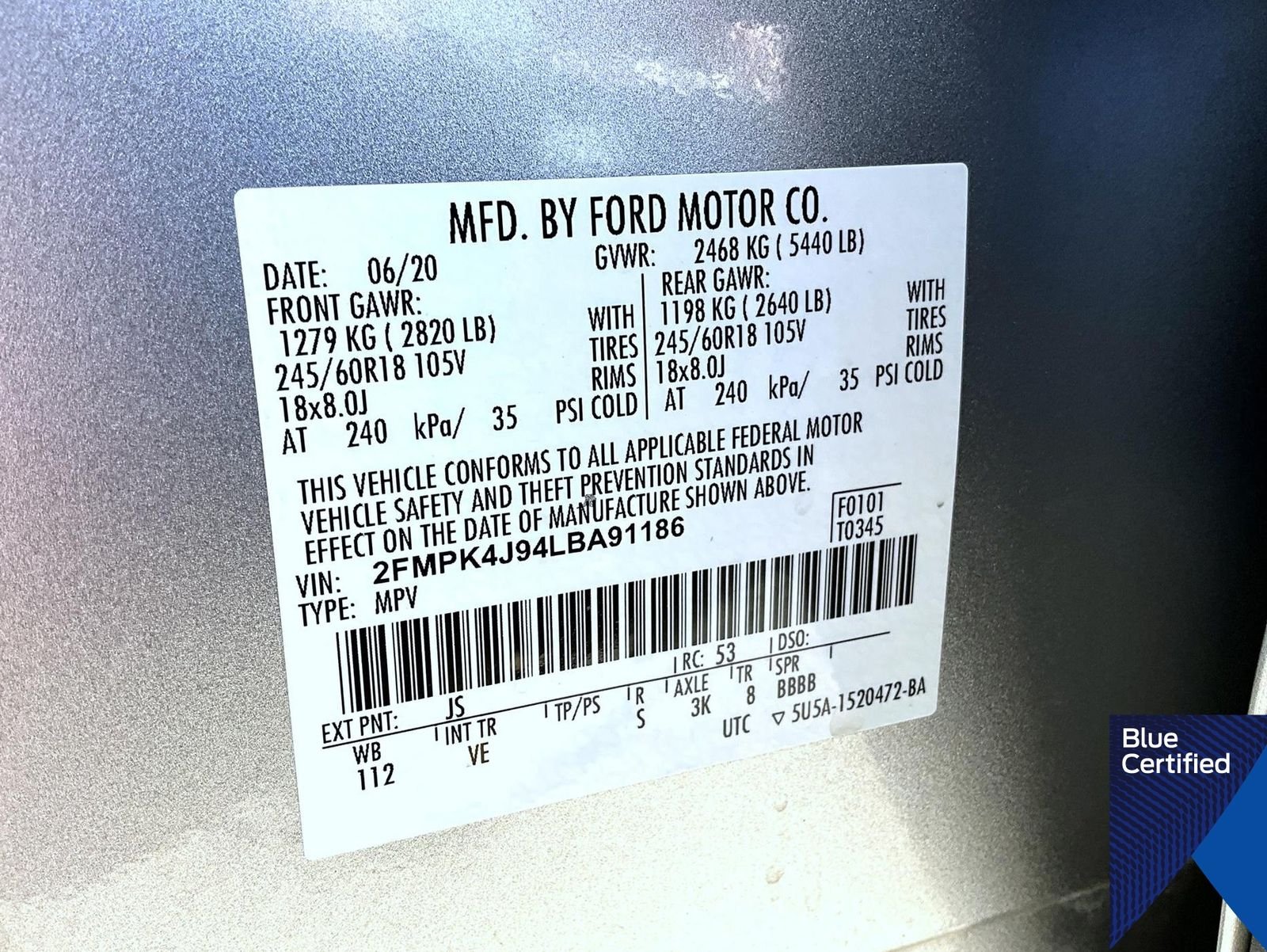 Certified Used 2020 Silver Metallic Ford SEL image 27