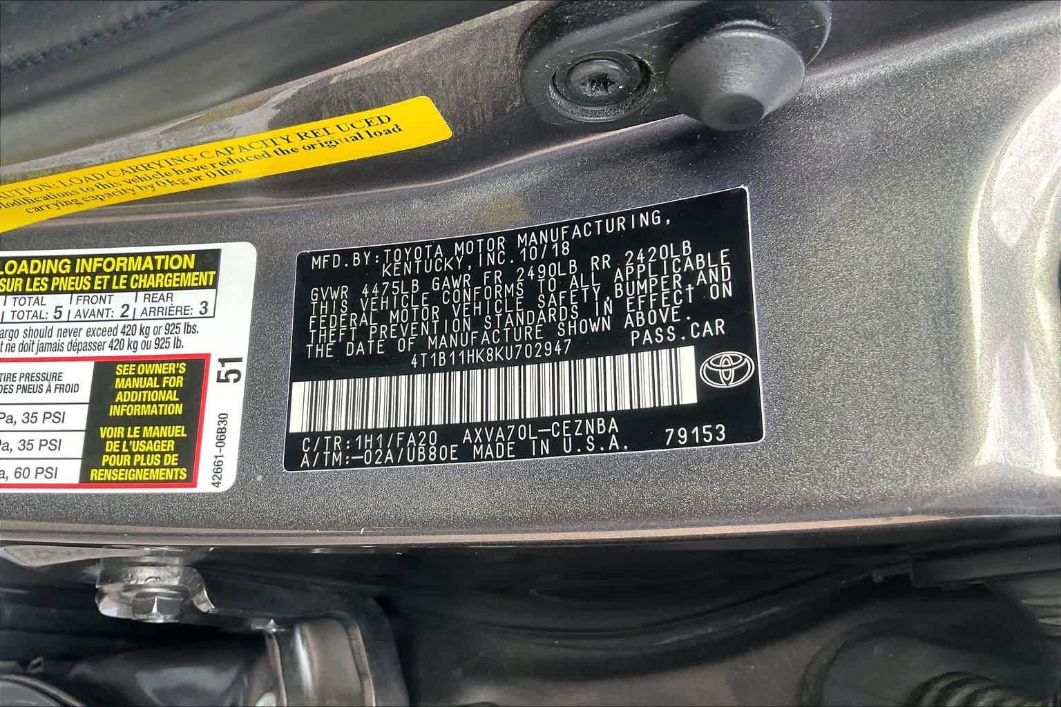 Used 2019 Predawn Gray Mica Toyota LE image 33