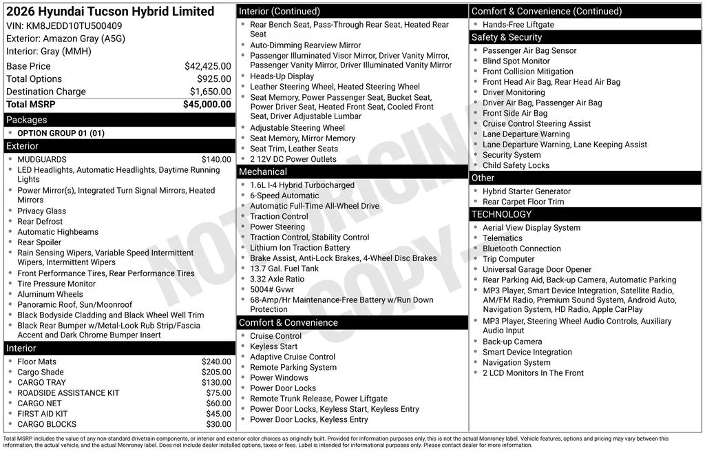 New 2026 Amazon Gray Hyundai Limited image 6
