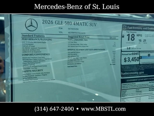 New 2026 Polar White Mercedes-Benz GLE 580 image 8