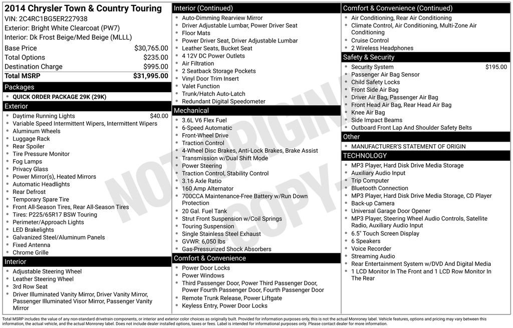Used 2014 White Chrysler Touring image 9