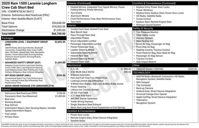 Used 2020 Delmonico Red Pearlcoat Ram Laramie Longhorn image 31