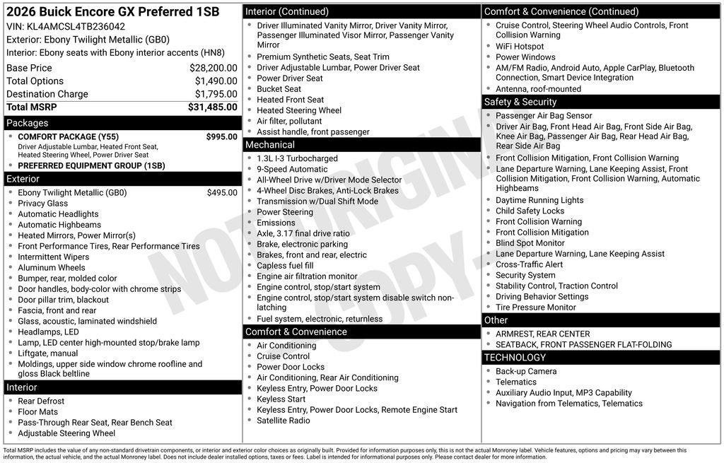 New 2026 Ebony Twilight Metallic Buick Preferred image 27