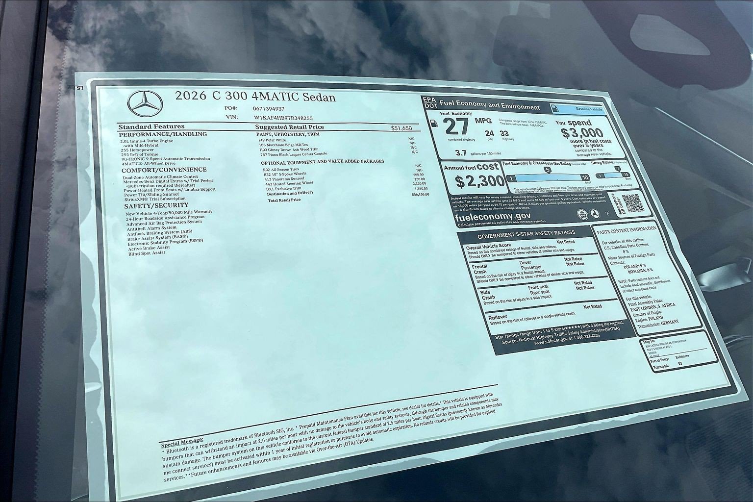 New 2026 Polar White Mercedes-Benz C 300 image 25
