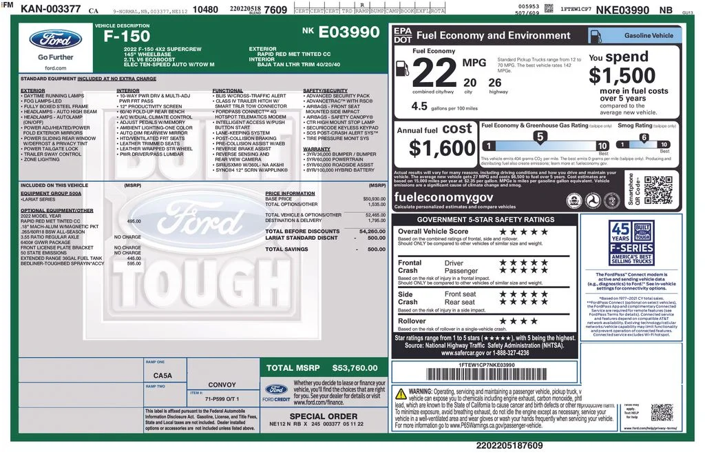 Certified Used 2022 Red Ford Lariat image 3