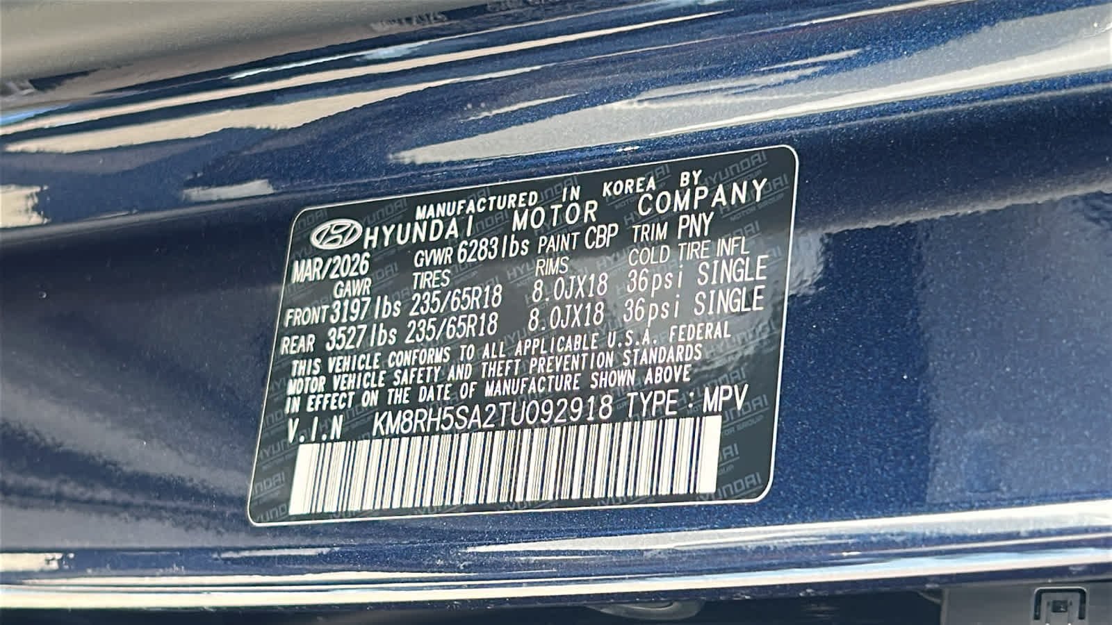 New 2026 Pacific Sapphire Hyundai Blue SEL Premium 7P image 30