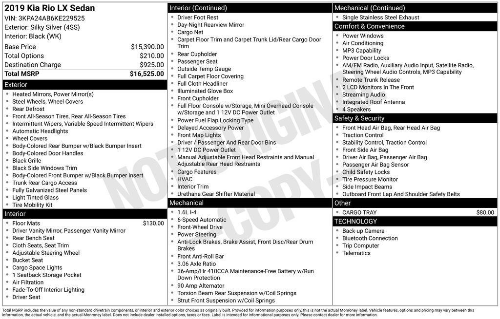 Used 2019 Silver Kia LX image 2