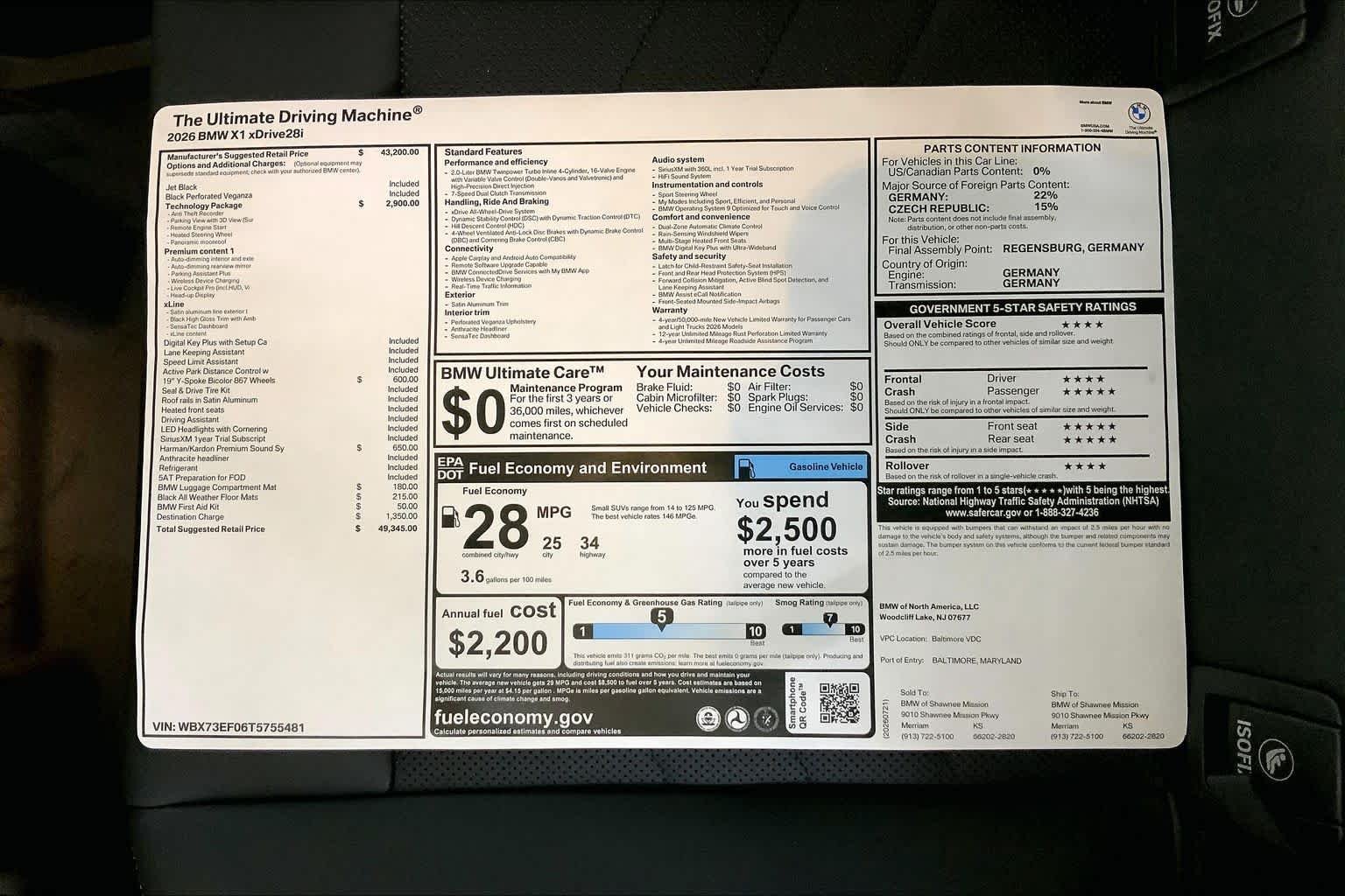 New 2026 Jet Black BMW xDrive28i image 22