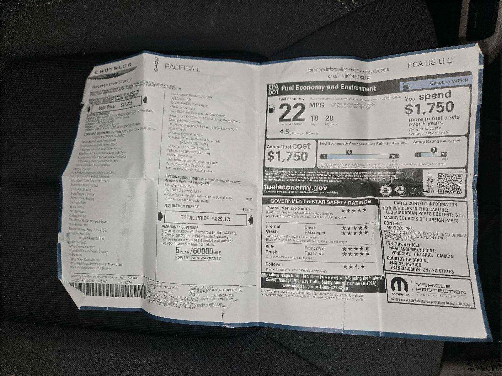 Used 2019 GRAY CHRYSLER L image 47