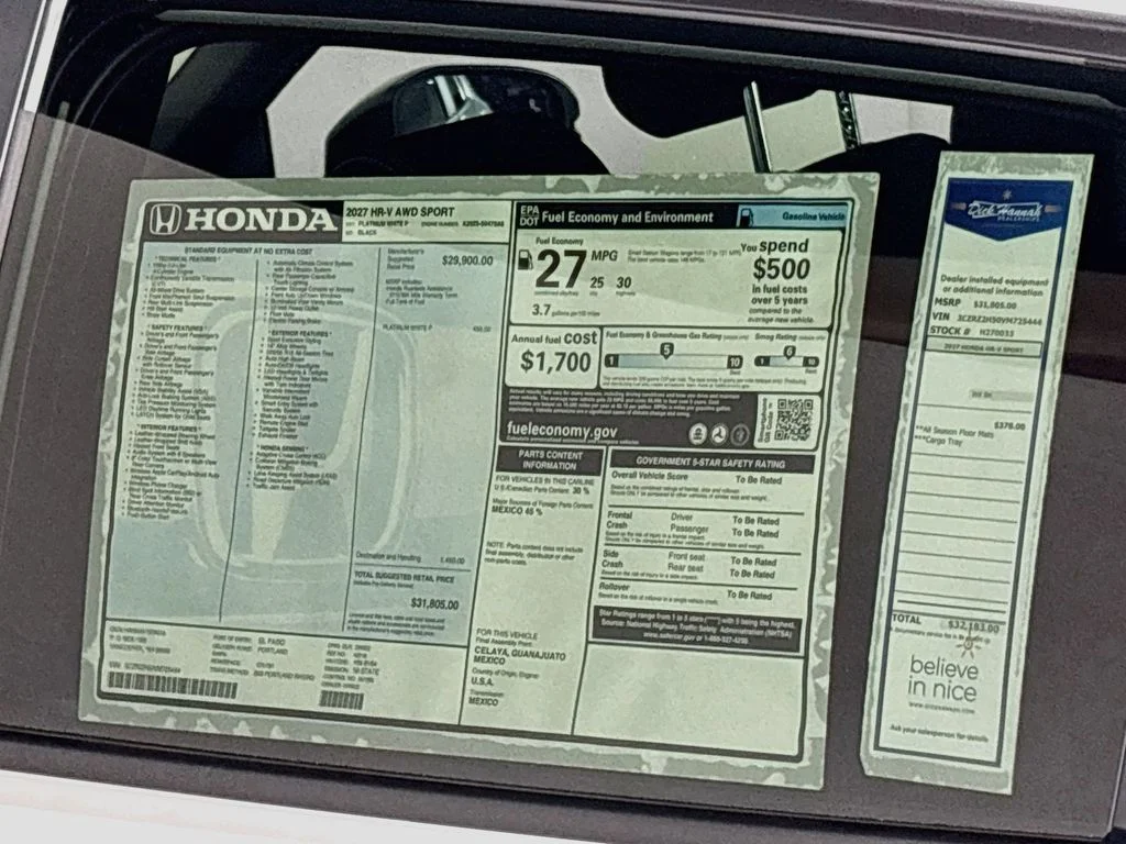 New 2027 Platinum White Pearl Honda Sport image 23