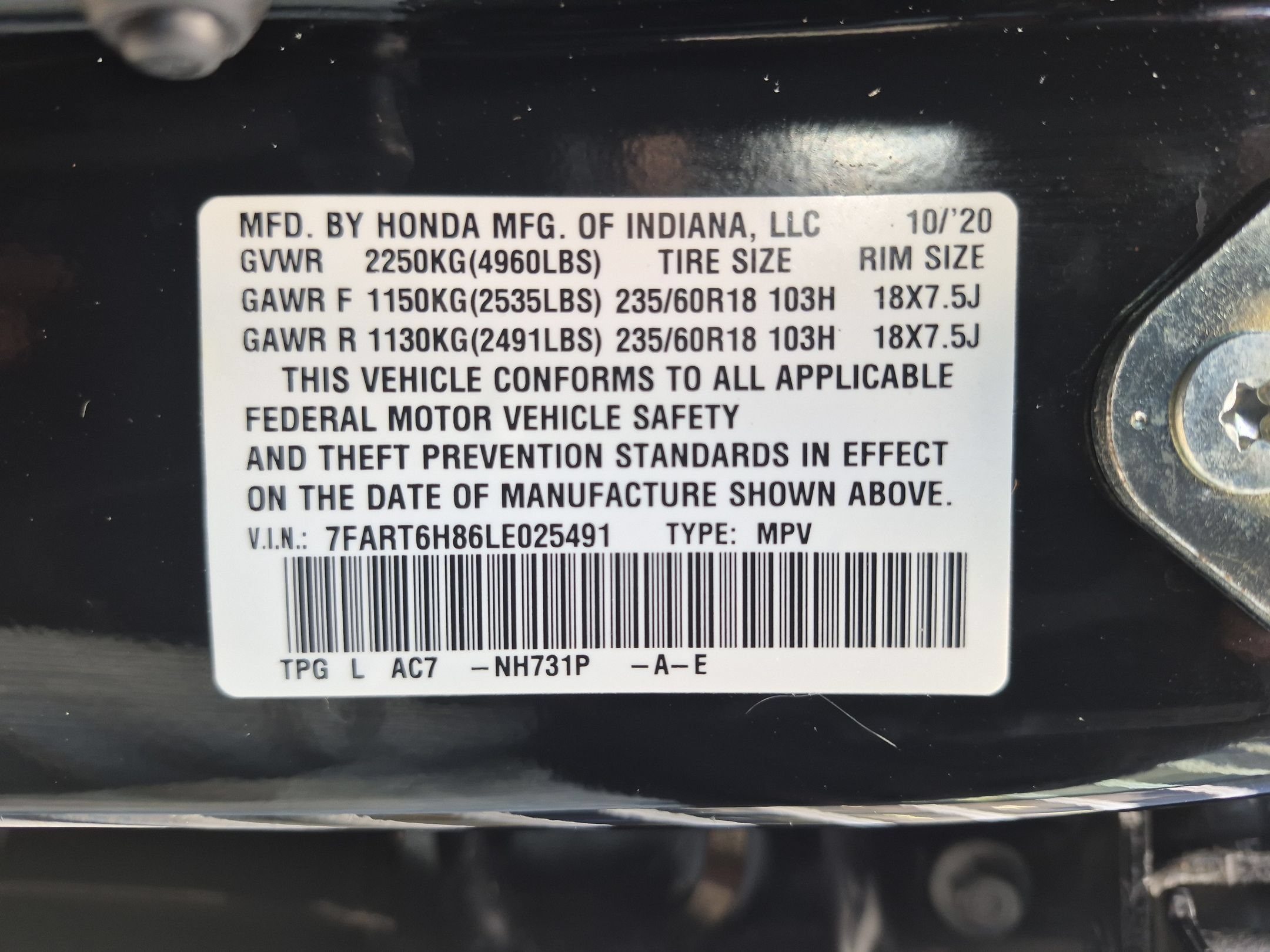 Used 2020 Crystal Black Pearl Honda EX-L AWD image 35