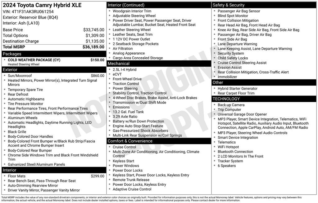 Used 2024  Toyota Hybrid XLE image 6