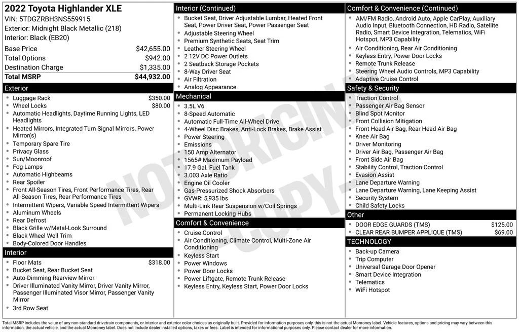 Used 2022 Black Toyota XLE image 6