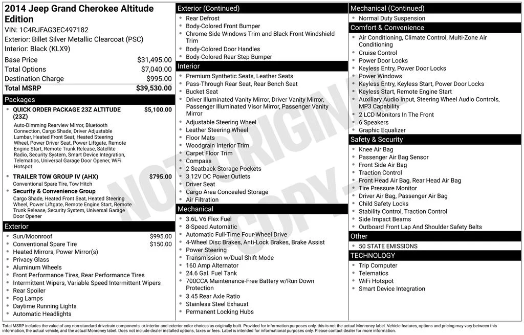 Used 2014 Jeep Grand Cherokee Altitude with VIN 1C4RJFAG3EC497182 for sale in Huron, SD