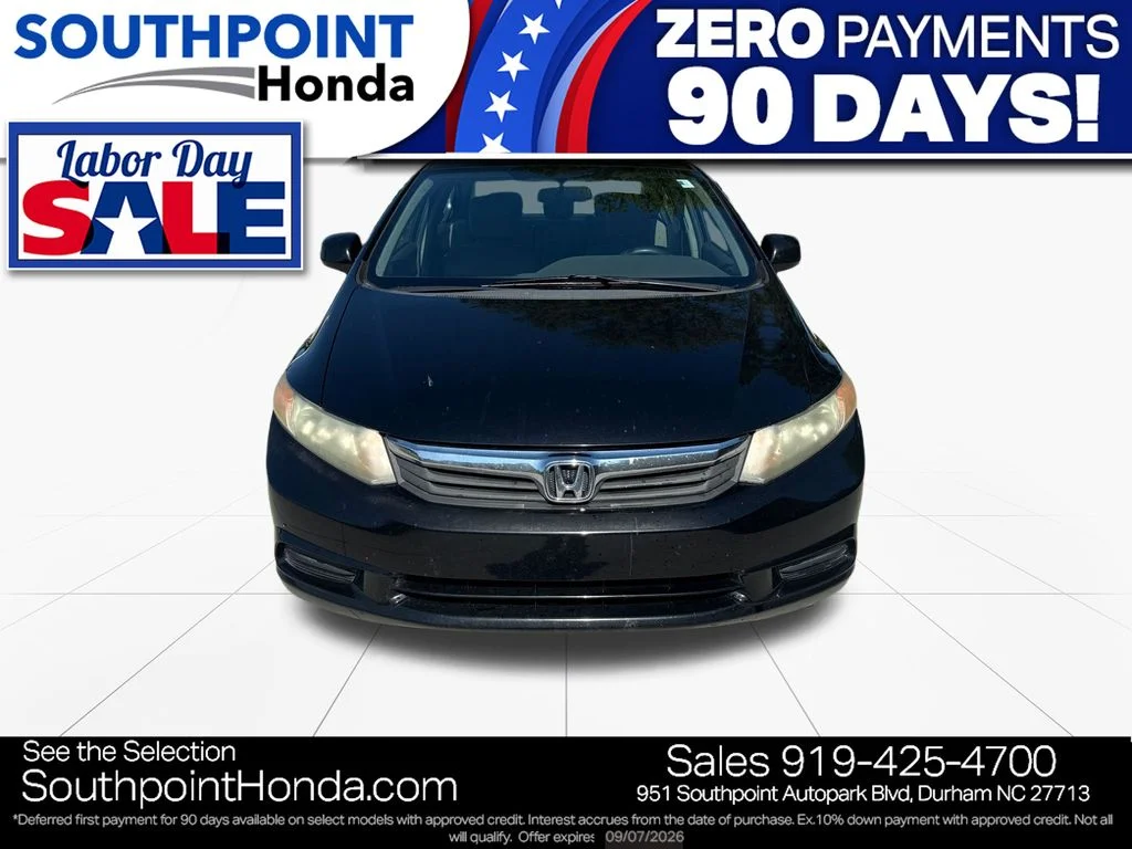 Used 2012 Honda Civic EX with VIN 19XFB2F8XCE331189 for sale in Durham, NC
