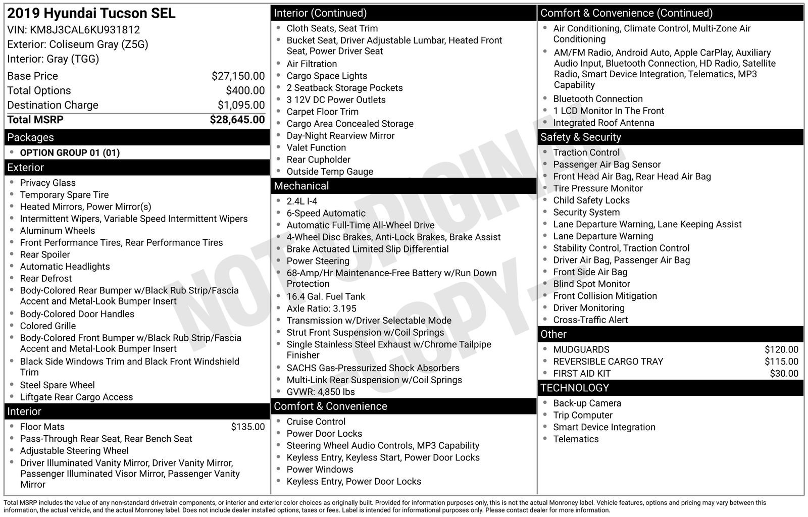 Used 2019 Gray Hyundai SEL image 37