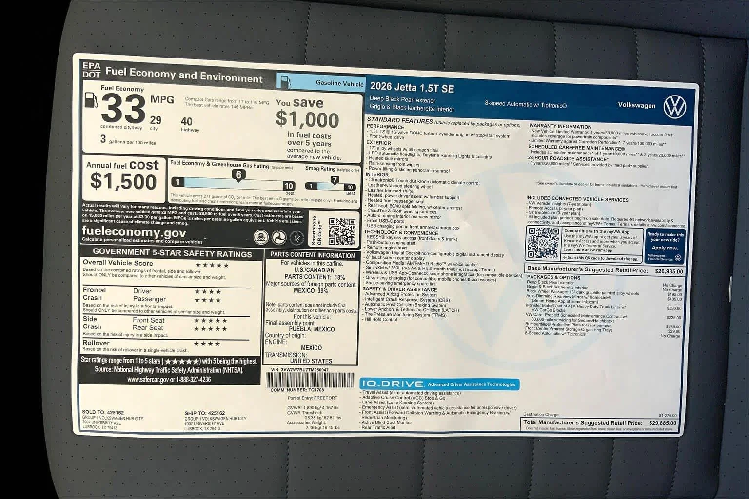 New 2026 Deep Black Pearl Volkswagen SE image 22