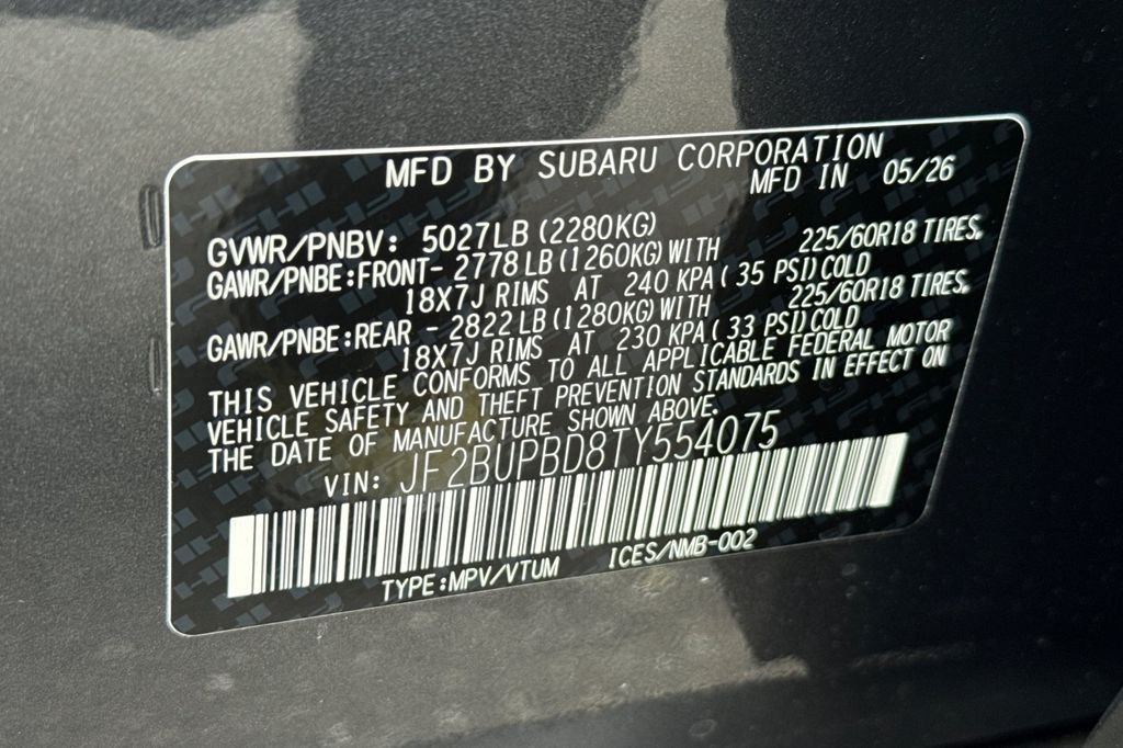 New 2026 MAGNETITE GRAY METALLIC Subaru Premium image 36
