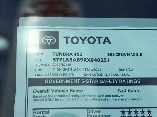 New 2024 Midnight Black Metallic Toyota SR5 (A10) 4x2 CrewMax 5.5 ft. box 145.7 in. WB image 19