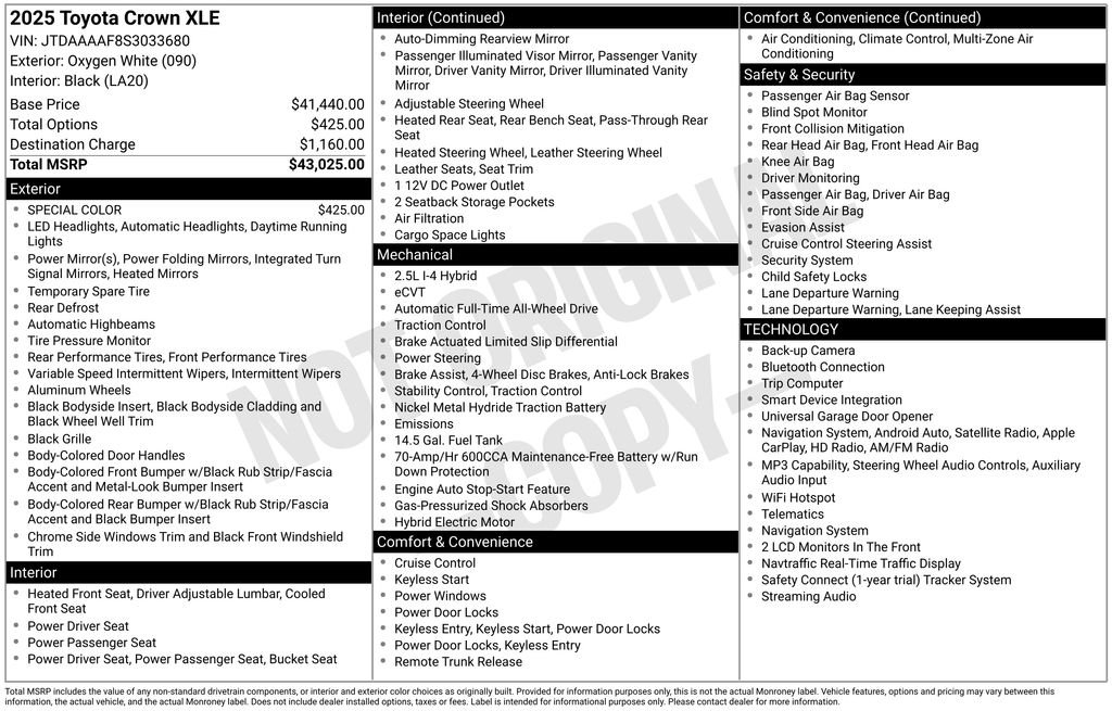Used 2025 White Toyota XLE image 8