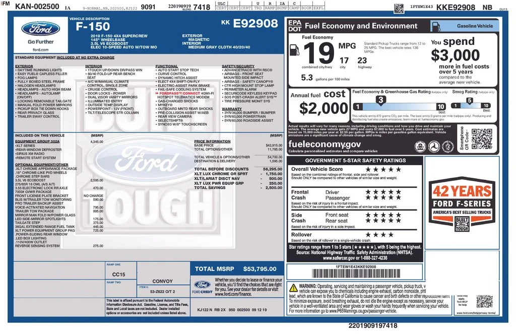 Used 2019 Ford F-150 XLT with VIN 1FTEW1E43KKE92908 for sale in Elk River, Minnesota