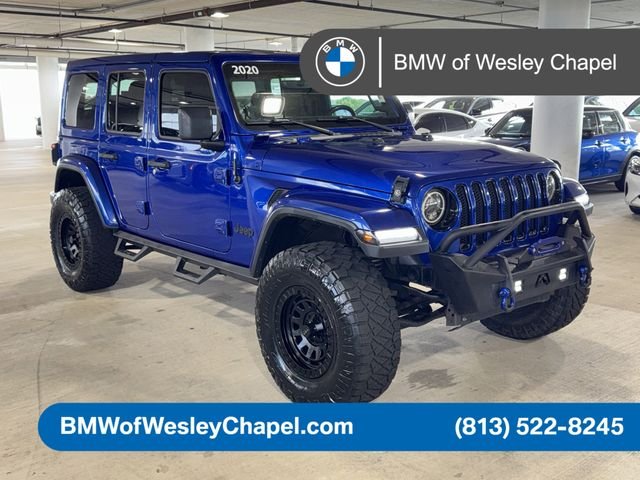 Used 2020 Ocean Blue Metallic Clearcoat Jeep Unlimited Sahara image 1