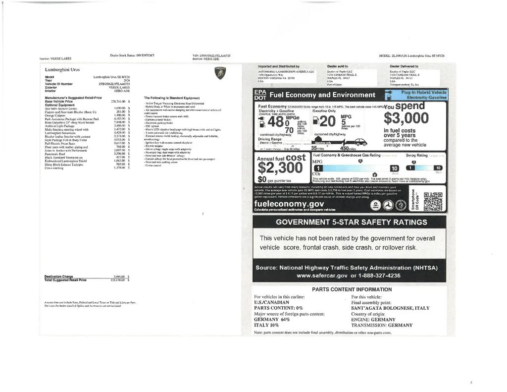 New 2026 Vl/Verde Lares Lamborghini SE image 29
