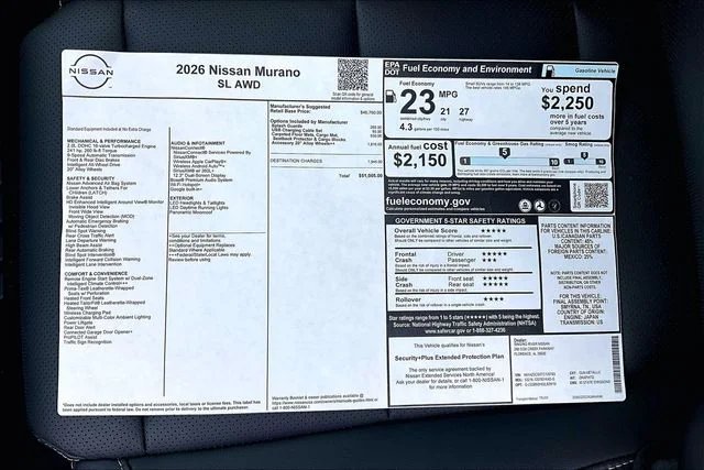 New 2026 Nissan Murano SL 4D Sport Utility