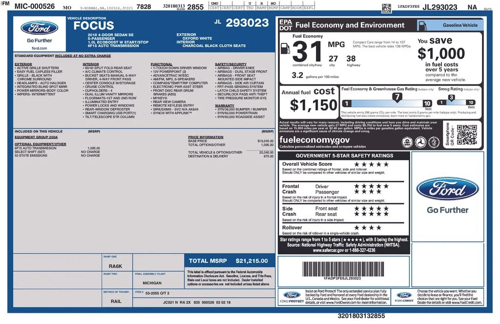 Used 2018 White Ford SE image 3