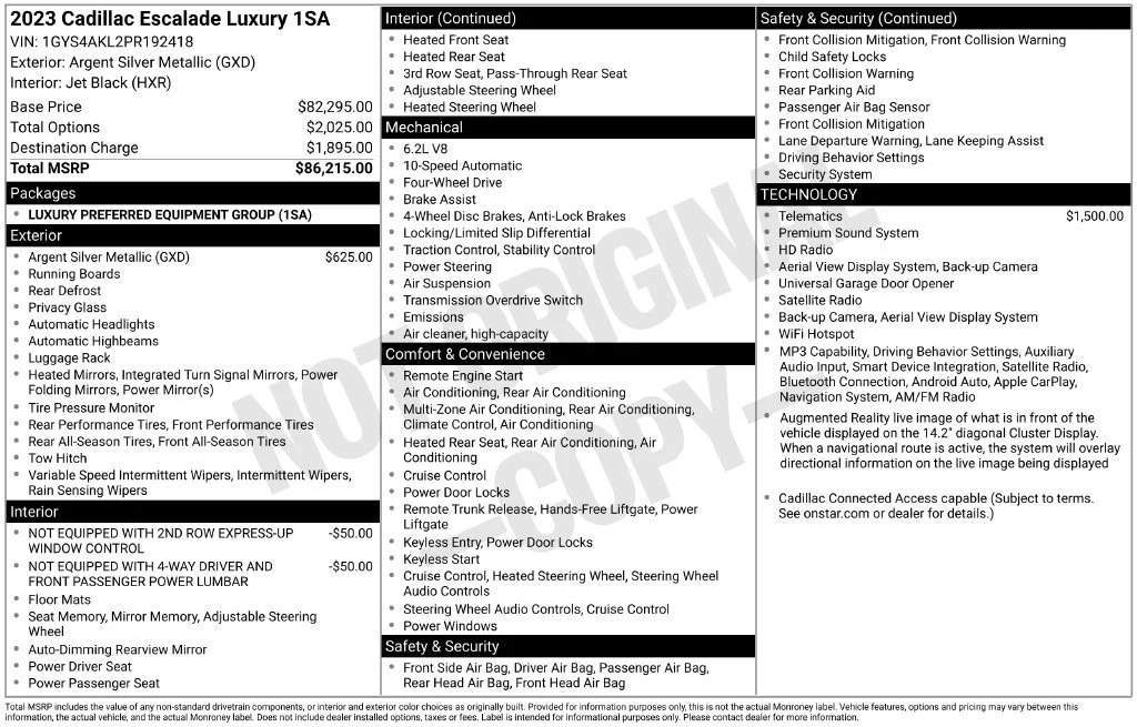 Used 2023 ARGENT SILVER METALLIC Cadillac 4WD Luxury image 7
