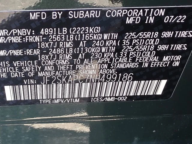 Used 2022 Autumn Green Metallic Subaru Limited image 35