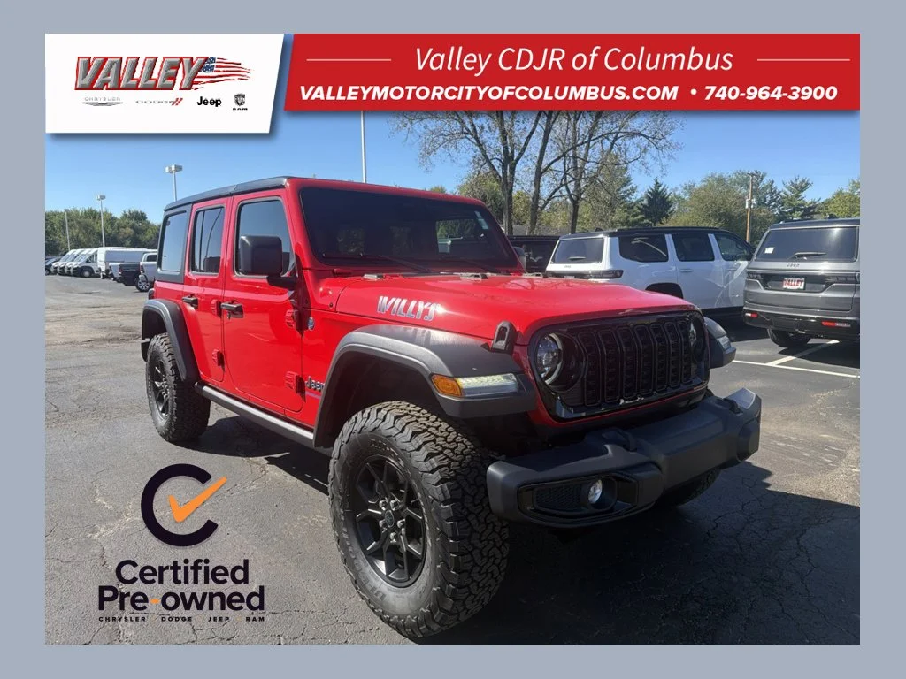 Certified Used 2025 Red Jeep Willys 4xe image 1