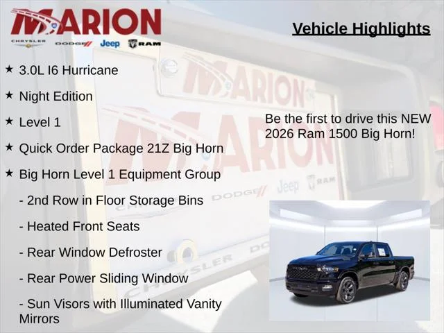 New 2026 Diamond Black Crystal Pearl-Coat Exterior Paint RAM BIG HORN image 5