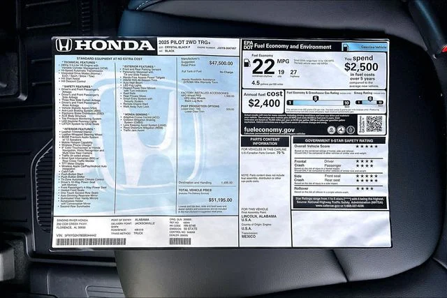 New 2025 Honda Pilot Touring+ 4D Sport Utility