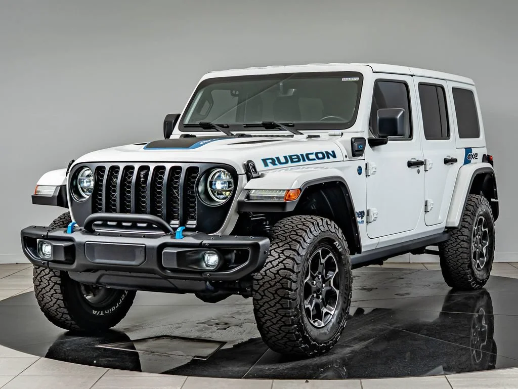 Used 2021 Bright White Clearcoat Jeep Unlimited Rubicon 4xe image 1