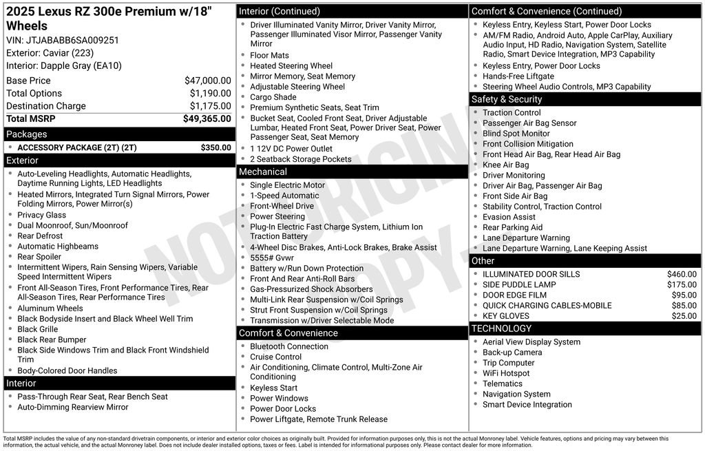 Used 2025 Black Lexus 300e Premium image 2