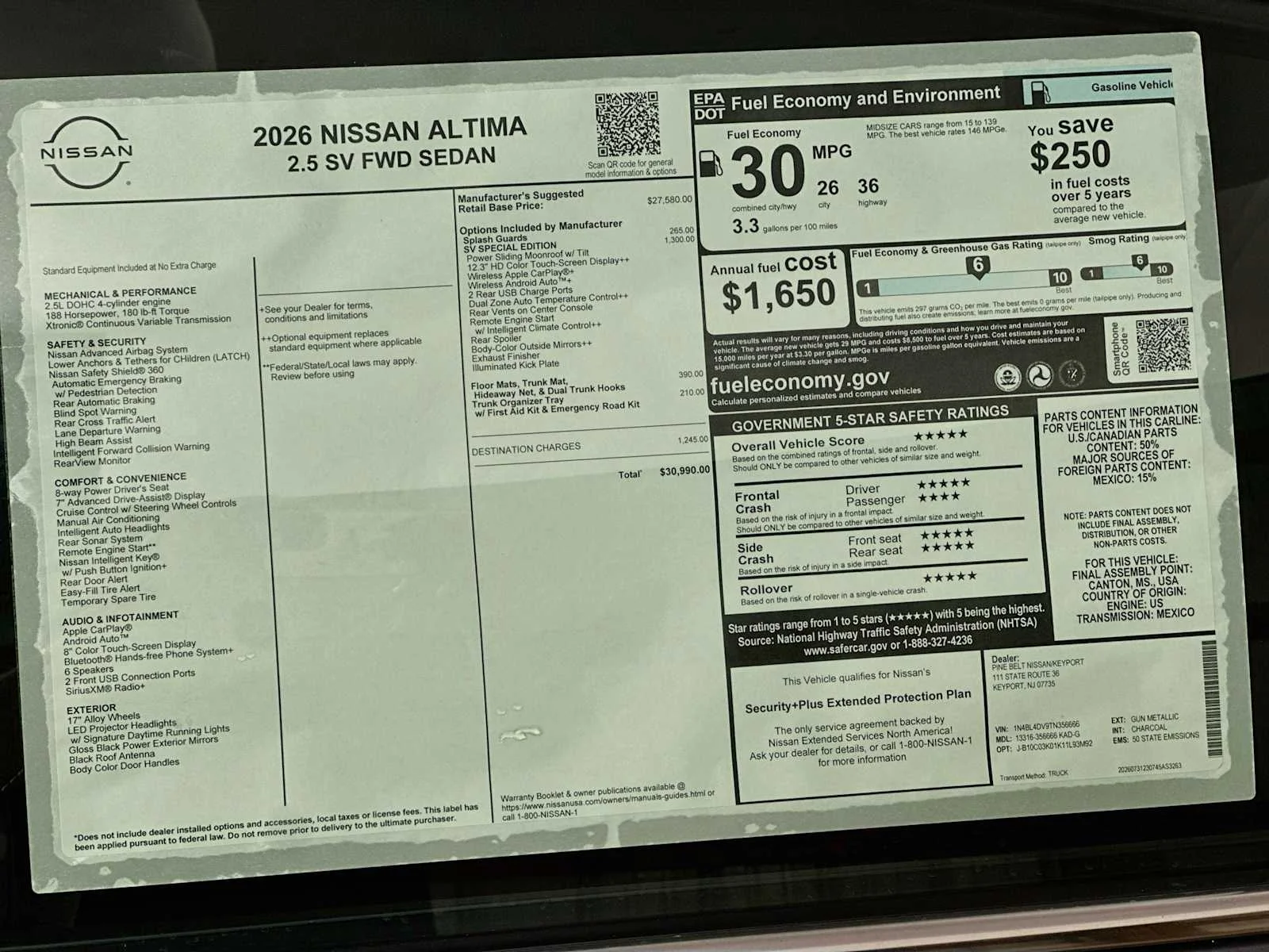 New 2026 Gun Metallic Nissan SV Special Edition image 6