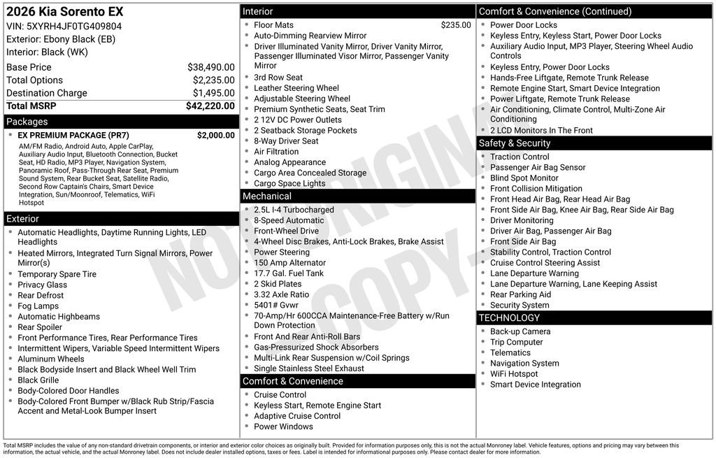 2026 Kia Sorento EX - Photo 7