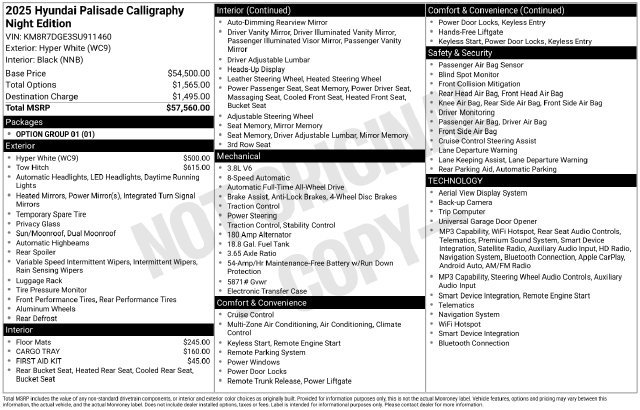 Used 2025 White Hyundai Calligraphy Night Edition image 27