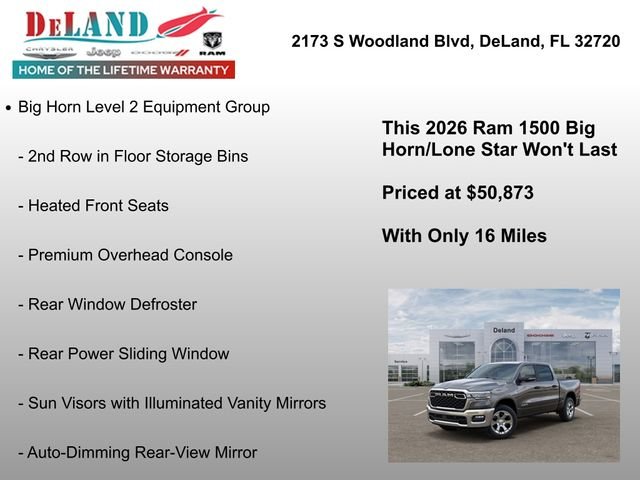 New 2026 Granite Crystal Metallic Clearcoat RAM Big Horn/Lone Star image 6