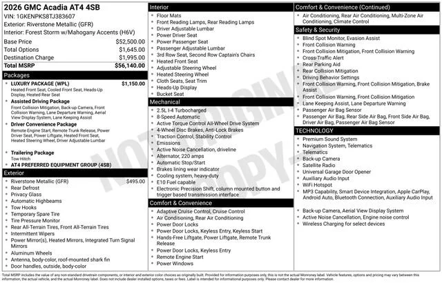 New 2026 Riverstone Metallic GMC AT4 image 1