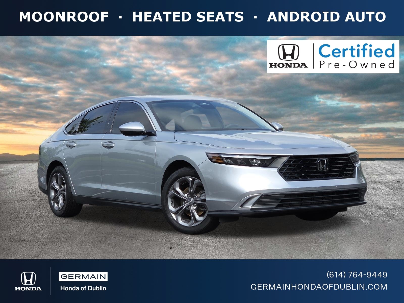 Certified Used 2024 Solar Silver Metallic Honda EX image 1