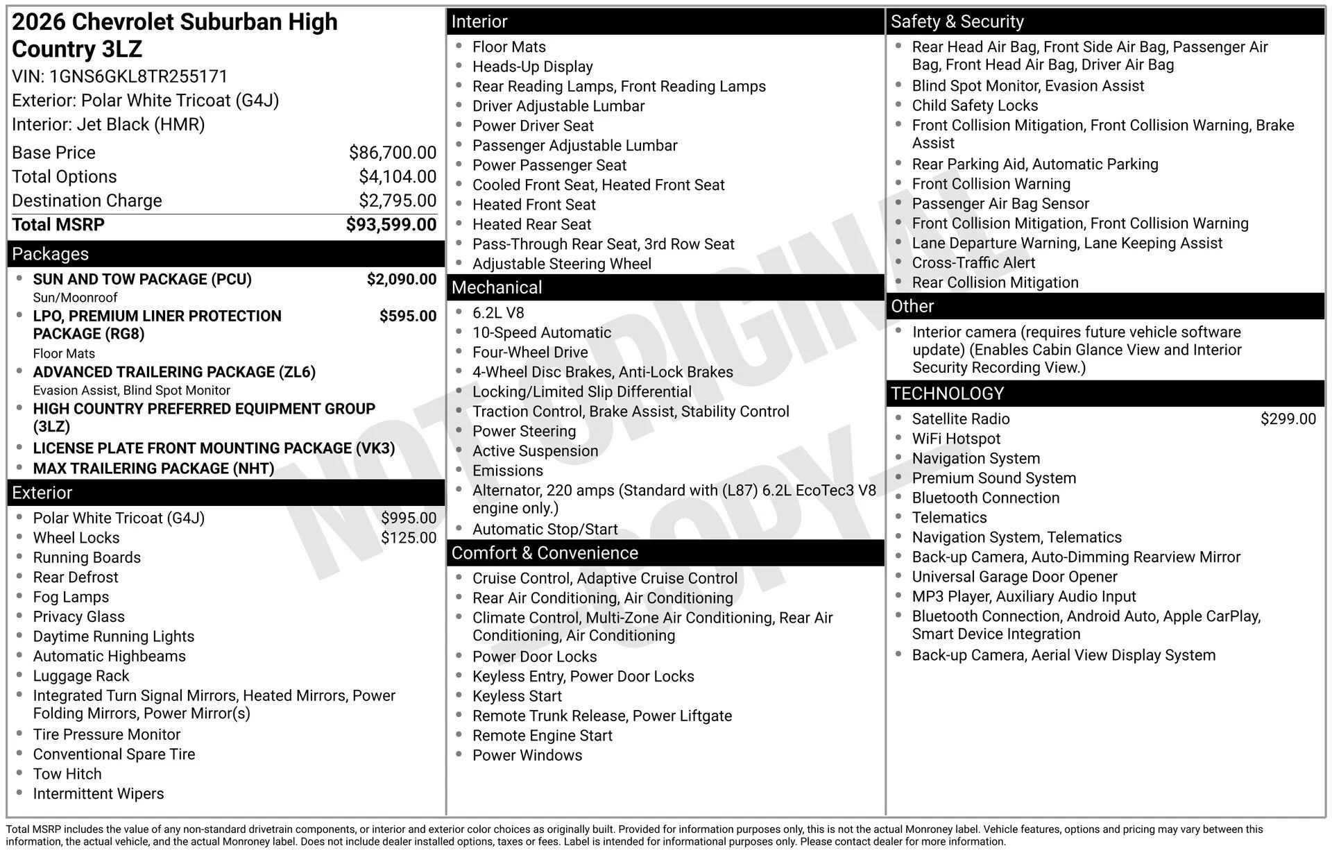 New 2026 Polar White Tricoat Chevrolet High Country image 3