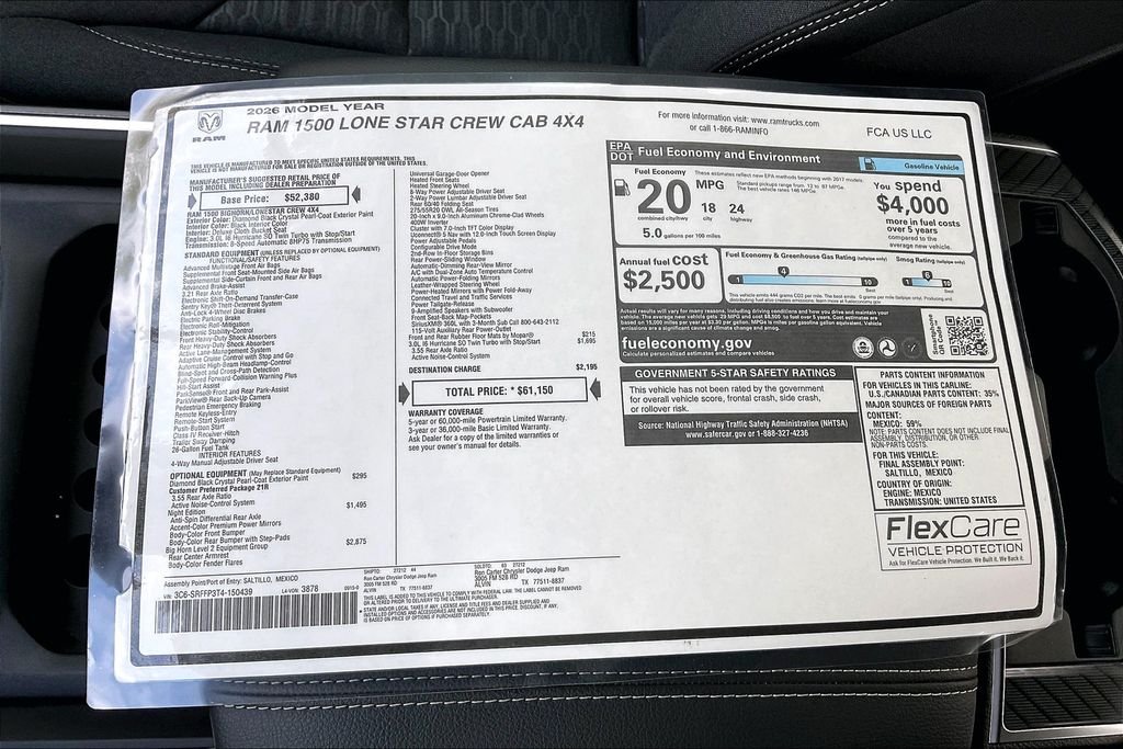 New 2026 Ram 1500 Big Horn/Lone Star 4D Crew Cab