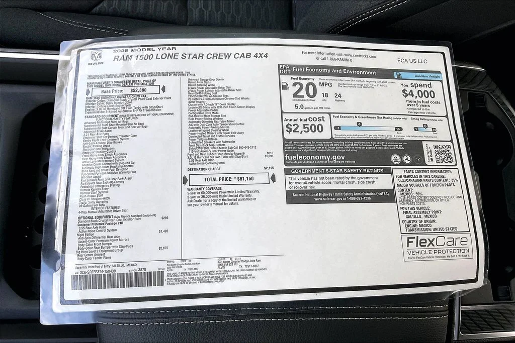 New 2026 Diamond Black Crystal Pearl-Coat Exterior Paint RAM Big Horn/Lone Star image 21
