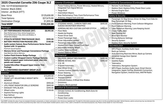 Used 2025 Black Chevrolet Z06 image 23